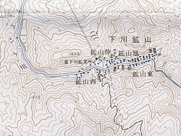 5万分の1地形図「下川」（昭和48年修正）。約1.5倍に拡大。