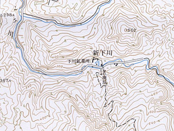 5万分の1地形図「下川」（平成7年第2回編集）。約1.5倍に拡大。