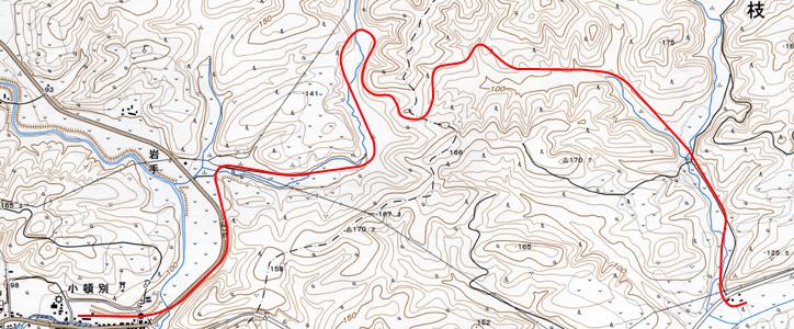 2万5千分の1地形図「上頓別」（平成18年更新）を約1.2倍に拡大。