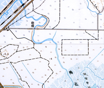 5万分の1地形図「千歳」（昭和42年編集）と5万分の1地形図「苫小牧」（昭和43年編集）を約1.6倍に拡大。