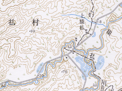 5万分の1地形図「上猿払」（昭和46年編集）。約2倍に拡大。
