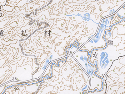5万分の1地形図「上猿払」（平成4年第2回編集）。約2倍に拡大。